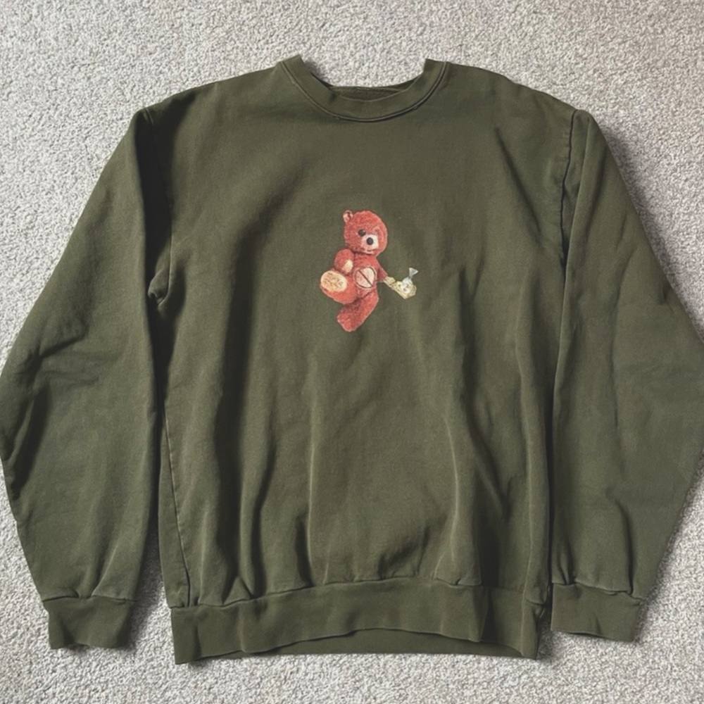 Travis Scott Astroworld Tour Sweatshirt Skipping Bear Crewneck in Green